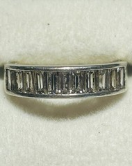 925 Sterling Silver Baguette Channel Set CZ Half Eternity Band Ring Size 7