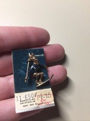 Vintage 1960s Griffith Sterling Karatclad 3D Skier Charm NOS