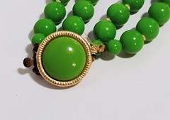 Vintage Green Acrylic/Lucite Beaded Necklace Double Strand