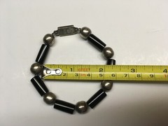 Vintage JMS Jose Marmolejo Mexico 925 Sterling Black Onyx Bracelet TM-65 Signed
