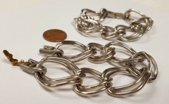 VINTAGE SILVER PLATED STEEL DOUBLE CURB LARGE LINK CHAIN 6.75 INCH BRACELET D416