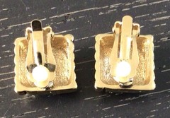 Vintage Gold-Tone Bold Metal Tube Square Clip-On Stud Earrings Statement Jewelry