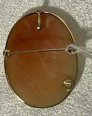 Vintage Hand Carved Shell Cameo Brooch Pendant 14K Gold Estate Italian