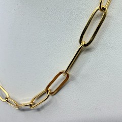 VTG Modern Minimalist Gold Tone Metal Paperclip Link Chain Necklace Adjustable