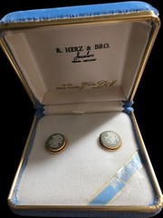 Vintage Estate VanDell 12kt GF Wedgewood Jasperware Pierced Earrings In Box