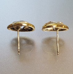 VTG 925 Open Heart Earrings 0.5in Sterling Silver 2g Vermeil Two Tone CZ Sparkle