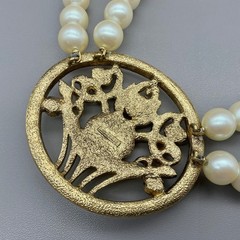 Richelieu Jewelry Set Women Cream Faux Pearl Cabochon Rhinestone Vintage 16 Inch