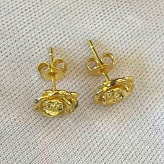 Flower Rose Golden Gold Tone Stud Earrings Post-back, 9×9 mm