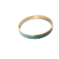 Vintage Blue Gold Tone Enamel Bangle Bracelet Womens Costume Jewelry