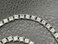 Vintage Art Deco Open Back Crystal Tennis Necklace Silver Tone Y Drop Choker