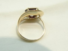 Vintage Unique MCM Tasco 14 K Gold 2 ct Oval Garnet Sz 6.5 Modernist Ring