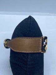 Gucci Vintage Interlocking G Gold Tone Brown Leather Bracelet 8.125″ COA
