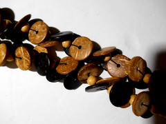 Chunky Handmade Vintage Stacked Y-Drop Coconut Bead Statement Necklace 26″ long