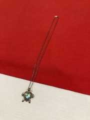 Vintage 925 Sterling Silver Abalone Heart Turtle Pendant & Chain Necklace 18.5”