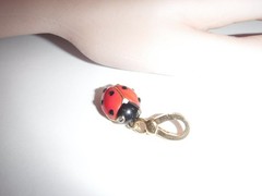 Vintage Juicy Couture Large Ladybug Charm Retired Black & Clear Crystal Accents