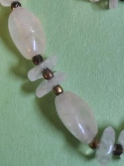 Vintage FROSTED QUARTZ & Silver Tone Beaded Choker Necklace