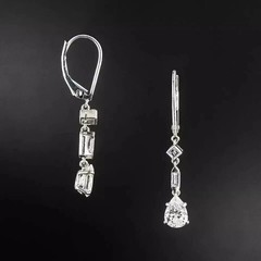 Art Deco Style Pear Lab Created Diamond 14K White Gold FN Drop/Dangle Earrings
