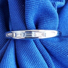 Original EARTH MINED DIAMOND slim Wedding BAND Antique PLATINUM Stacking RING