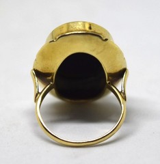 Antique Victorian 14K Yellow Gold and Hand Painted Plaque Ring Size 5