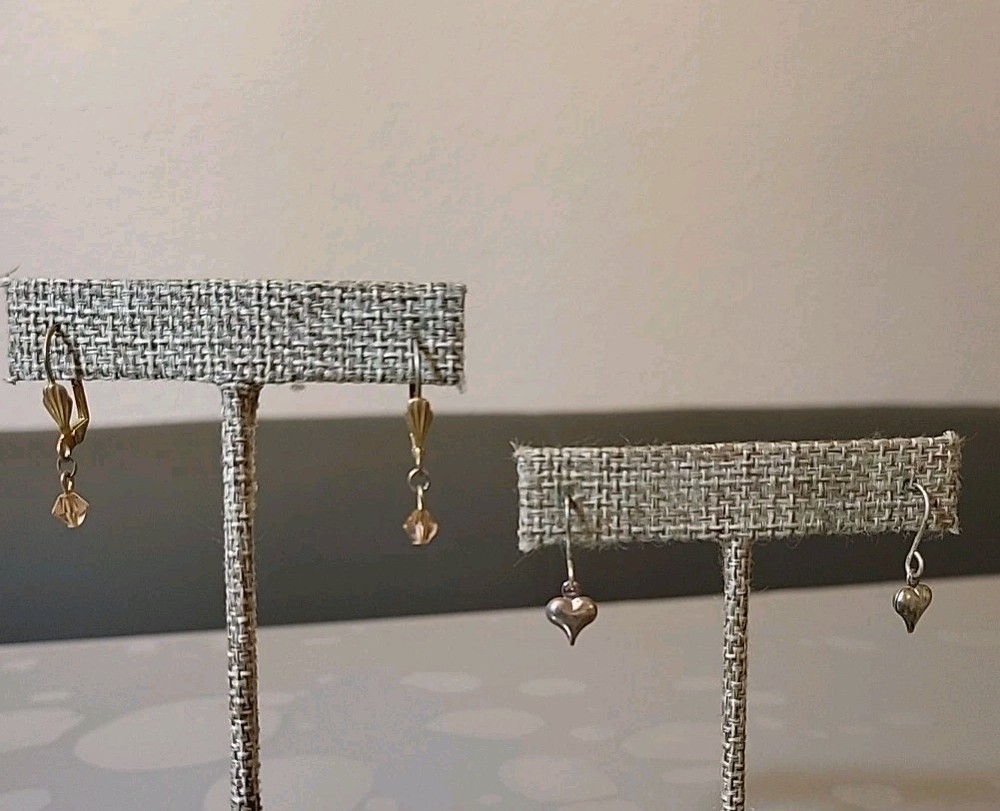 Vintage Silver & Gold Tone Danglers Earrings Beautiful Petite Style L14