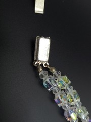 Vintage Aurora Borealis Crystal Glass Bead Necklace Double Strand 24″