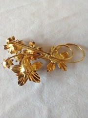 Vintage Rhinestone Enamel Faux Pearl Floral 3″ Brooch Pin Stamped Made Austria