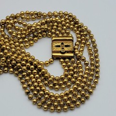 Vtg. Pat. Pend Gold Tone Ball Bead Chain Necklace 4 Strand Box Clasp 15 Inch
