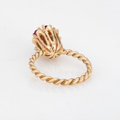 Ruby Diamond Tulip Ring Sz 6 Vintage 10k Yellow Gold Stacking Band Jewelry