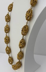 Vintage Chunky Gold Tone Necklace Runway Statement HUGE Heavy Nuggets Brutalist