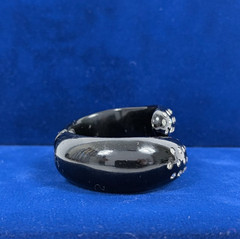 Vintage Black Clamper Hinged Bracelet with Rhinestones