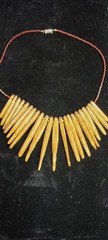Vintage Tribal Spike Necklace Bone Horn Fringe Bib Statement Necklace