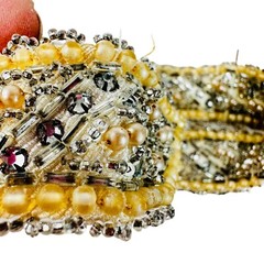 vtg beaded pieces from dresses w rhinestones pearls for crafts etc