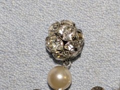 VINTAGE RHINESTONE NECKLACE & DANGLE SCREW ON EARRINGS SET RETRO GLAMOROUS