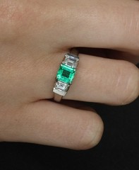 Rare 0.91ct GIA Colombian Emerald & 0.78ct Diamond Platinum Ring, Size 8.5