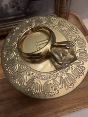 Fun Large Faux Diamond Ring Brooch Pin Goldtone