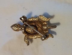 Vtg. Gold Tone Turtle Brooch Pin With Moving Head See Description