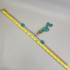 Vintage Celebrity NY Necklace Simulated Jade Green Dangles Gold Tone Layers 20″