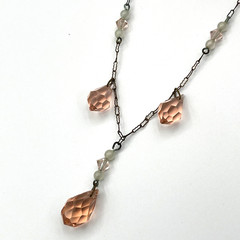 Art Deco Pink Necklace Paper Clip Chain 16″ Antique Jewelry