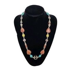 Vintage Tibetan Himalayan Tribal Beaded Statement Necklace Carnelian Turquoise