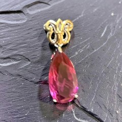 Vintage STS 925 Sterling Silver Pink Teardrop Pendant – Faceted Pear Shape