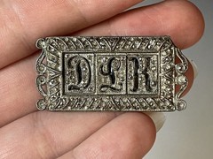 Antique Art Deco Marcasite Brooch Pin Jewelry w/ Monogram Initials LDK DLK