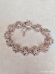 Vintage Marcasite Sterling Silver Snowflake flower deign Bracelet 925z