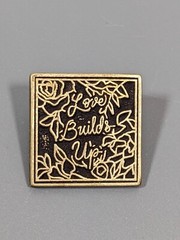 Vintage Love Builds Up Floral Square Bronze Tone Pin