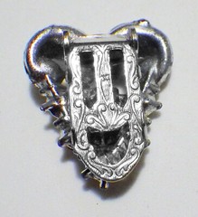 Unusual Pair Vintage Silver Plated Pot Metal Openwork Rhinestone Dress Clips 1″