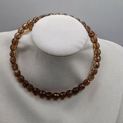 Vintage Amber Glass Beaded Memory Wire Collar Necklace, Fits all Sizes Sparkling