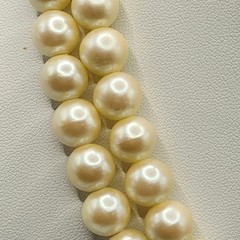 Vintage Double Strand Faux Pearl Choker Necklace Ornate Rhinestone Clasp Cream
