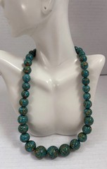 vintage Beaded Necklace southwestern Style Chunky Blue Statement 19”
