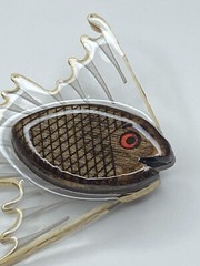 Vintage Retro 1940s 1950’s Wood Clear Lucite Early Plastic Fish Brooch