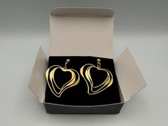 Vintage Avon Triple Heart Hoop Pierced Earrings Gold Tone w/Surgical Steel Posts