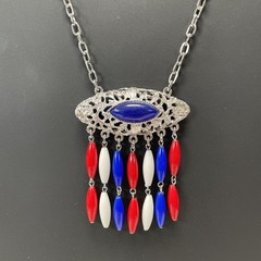 4th of JULY Perfect Gift Rare CAROLINE EMMONS Art Deco NEW Silver Tone Necklace